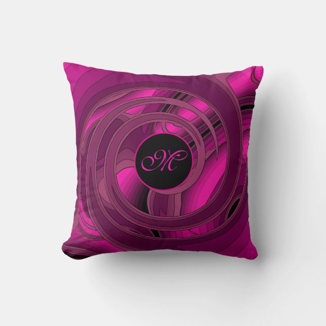 Blommigten Ro i den moderna Rosa Abstrakten Kudde (Framsida)