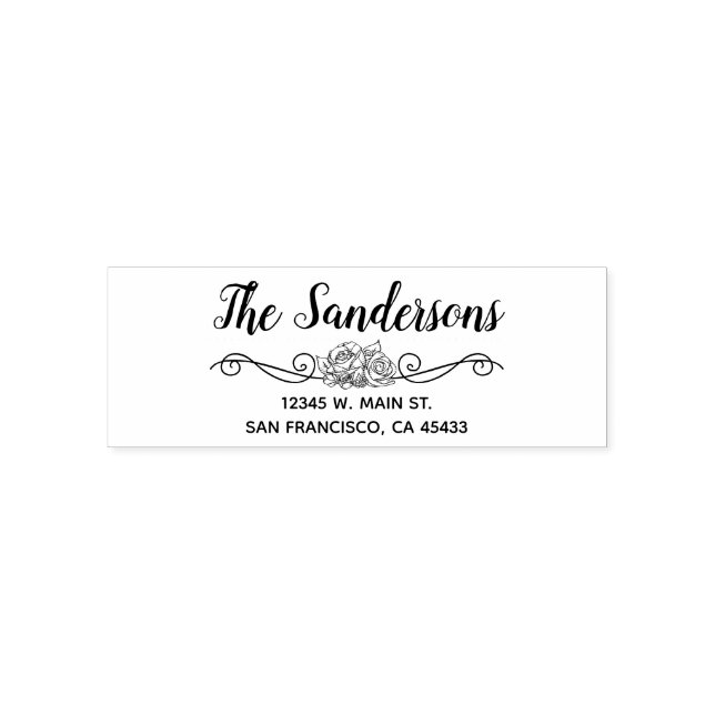 Blommigten Ro i  för returadress-familjen Självfärgande Stämpel (Design)