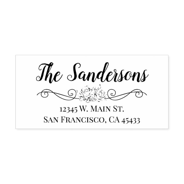 Blommigten Ro i  för returadress-familjen Stämpel (Tryck)