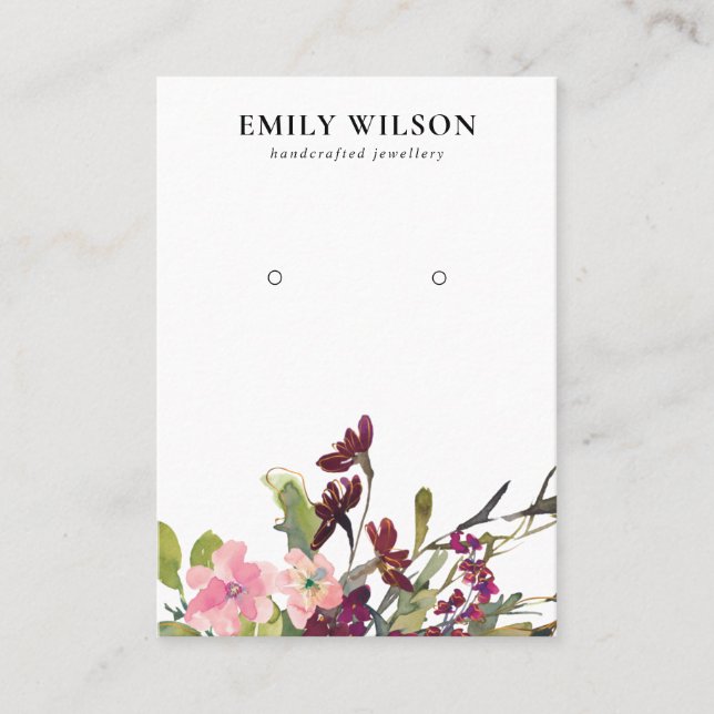 BLOMMIGTEN RO  i  GULD BURGUNDY EARRING VISNING Visitkort (Framsida)