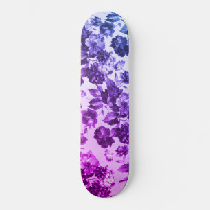 Blommigten ro lila blue gradient i Botanisk vintag Mini Skateboard Bräda 18,5 Cm