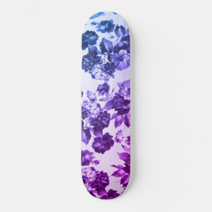 Blommigten ro lila blue gradient i Botanisk vintag Mini Skateboard Bräda 18,5 Cm