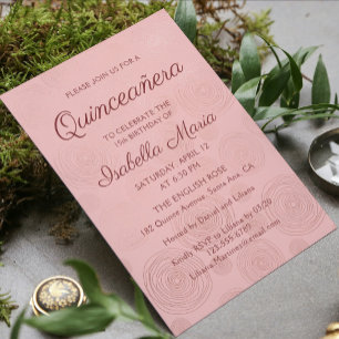Blommigten Ro Modern Abstrakt Quinceañera Inbjudningar