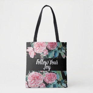 Blommigten Ro Rosa ros följer din glädje Tygkasse