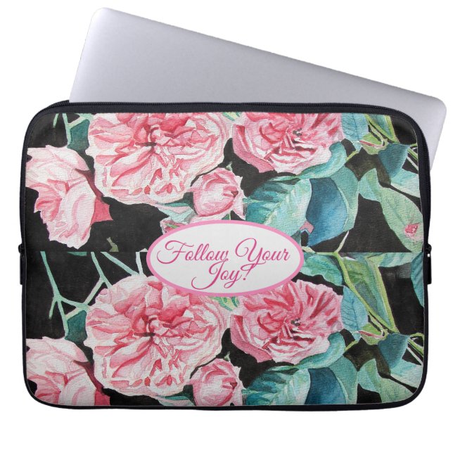 blommigten Ro Rosa ros följer ditt glädjande Mönst Laptop Fodral (Framsidan)