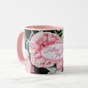 blommigten Ro Rosa ros följer ditt glädjande Mönst Mugg