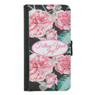 blommigten Ro Rosa ros följer ditt glädjande Mönst Plånboksfodral För Samsung Galaxy S5