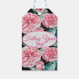 blommigten Ro Rosa ros följer ditt glädjande Mönst Presentetikett