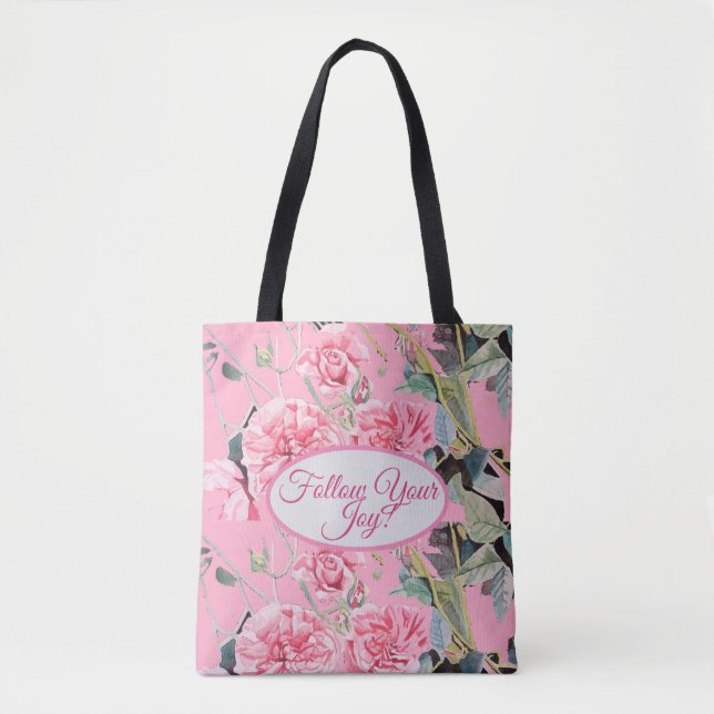 blommigten Ro Rosa ros följer ditt Joy Mönster til Tygkasse (Framsida)