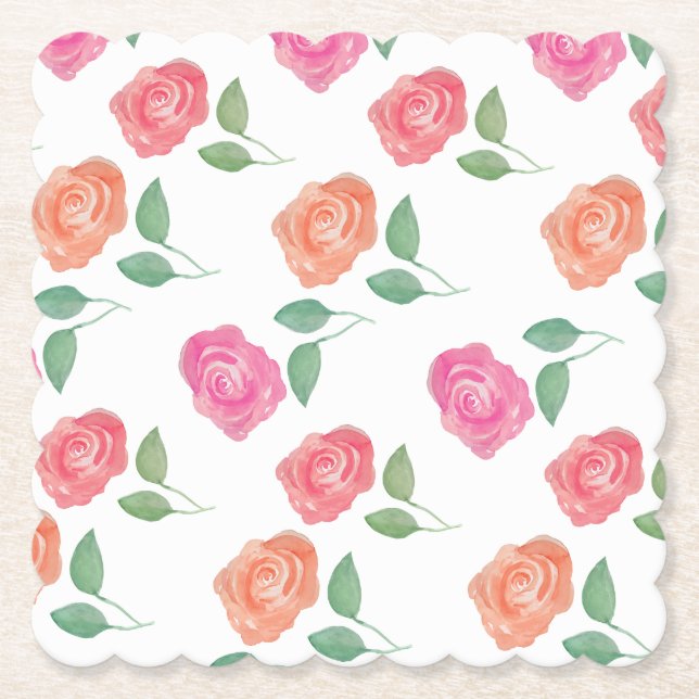 Blommigten ro Watercolor Underlägg Papper (Framsida)