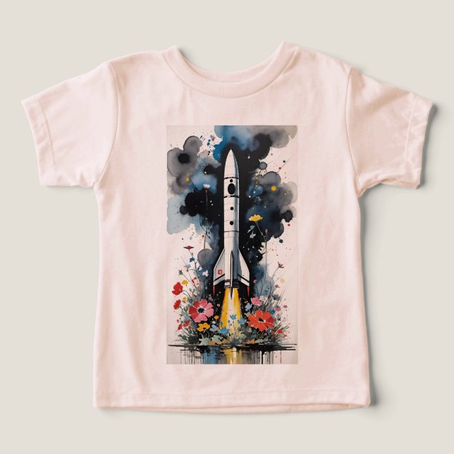 Blommigten Rocket Launch T Shirt (Design Framsida)