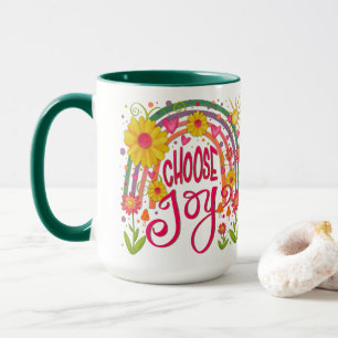 Blommigten roligt Regnbåge Välj Joy Inspirief Mugg