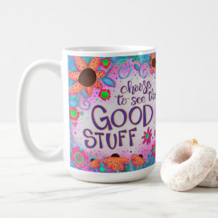 Blommigten roligt Se Bra Saker Inspiritivitet Kaffemugg