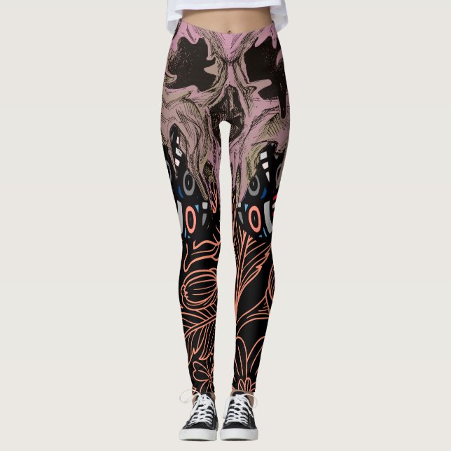 blommigten Romantic Skeleton Leg. Leggings (Framsida)