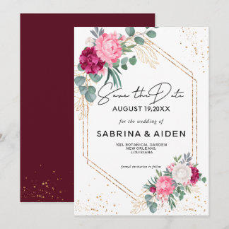 Blommigten Romantisk BurgundyBlush Rosa Spara datu Datumet