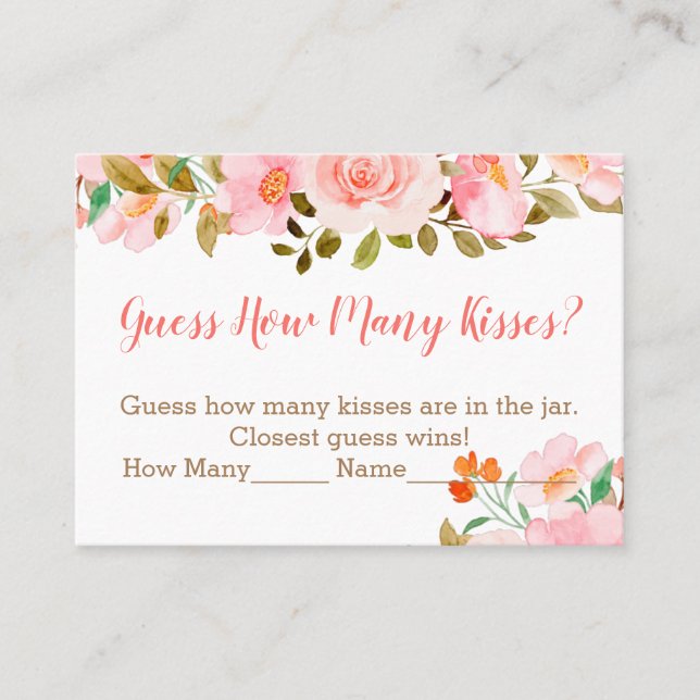 Blommigten  Rosa anger hur många Kisses-spel som s Placeringskort (Framsida)
