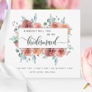 Blommigten Rosa blir mitt Bridesmaid-kort Anteckningskort