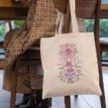 Blommigten rosa Bows and Blommars Tygkasse<br><div class="desc">Boho och rustik tote med hand plockade som illustration av knärör och blommor i rosa och lila färg.</div>