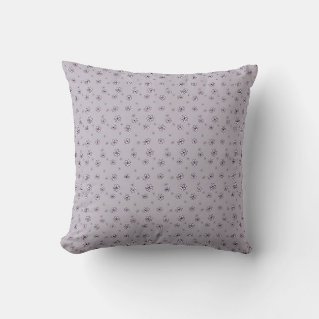 Blommigten rosa Daisy Flowers på Lavender Print Kudde (Framsida)