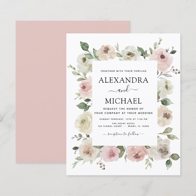 Blommigten Rosa Eucalyptus Bröllop (Fram/baksida)