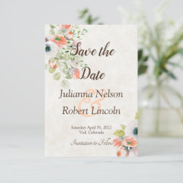 blommigten rosa och blå vattenfärg spara datumet i inbjudningar