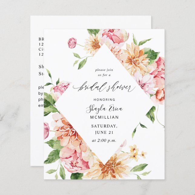 Blommigten Rosa och persikor i budgeten och Möhipp (Fram/baksida)