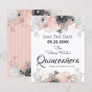 Blommigten Rosa Quinceanera Spara datum