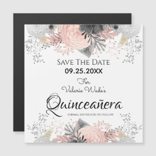 Blommigten Rosa Quinceanera Spara datum