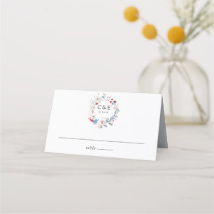  Blommigten Rosa ros Monogram Placeringskort