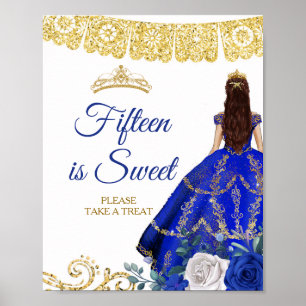 Blommigten royal blå klänningar 15 är Söt Poster