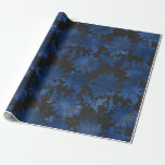 Blommigten royal Blue, Black och Silver Presentpapper<br><div class="desc">Rustik vintage vattenfärgsförpackning papper blommigt i accenter av royalet blått,  svart och silver.</div>