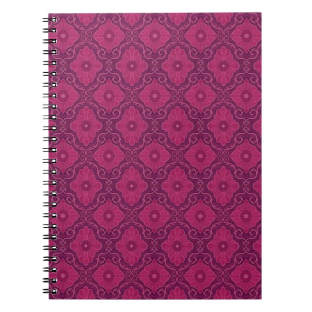 blommigten "Rubyblommor" arabesque mönster Anteckningsbok (Framsidan)