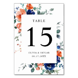 Blommigten Rust Flowers Fall Wedding för marinbrän Bordsnummer