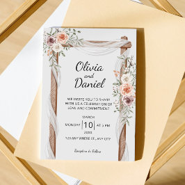 Blommigten Rustic Arch Watercolor | Boho Bröllop Inbjudningar