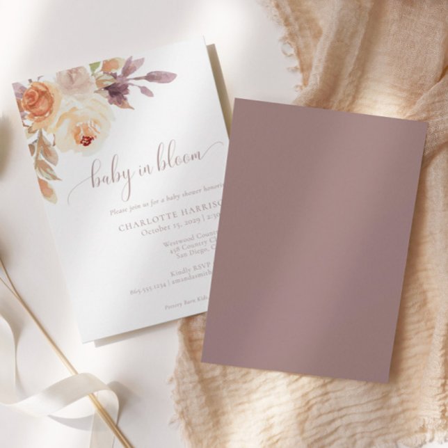 Blommigten Rustic Autumn Boho | Babyskor Inbjudningar (Skapare uppladdad)