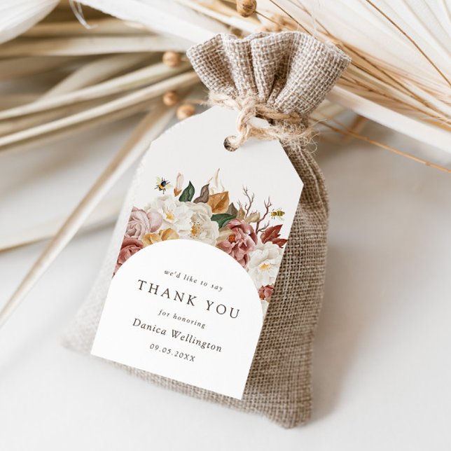 Blommigten Rustic Autumn | Boho Watercolor Baby Sh Presentetikett (Skapare uppladdad)