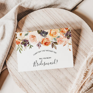 Blommigten Rustic Autumn Elegant Bridesmaid Inbjudan Vykort