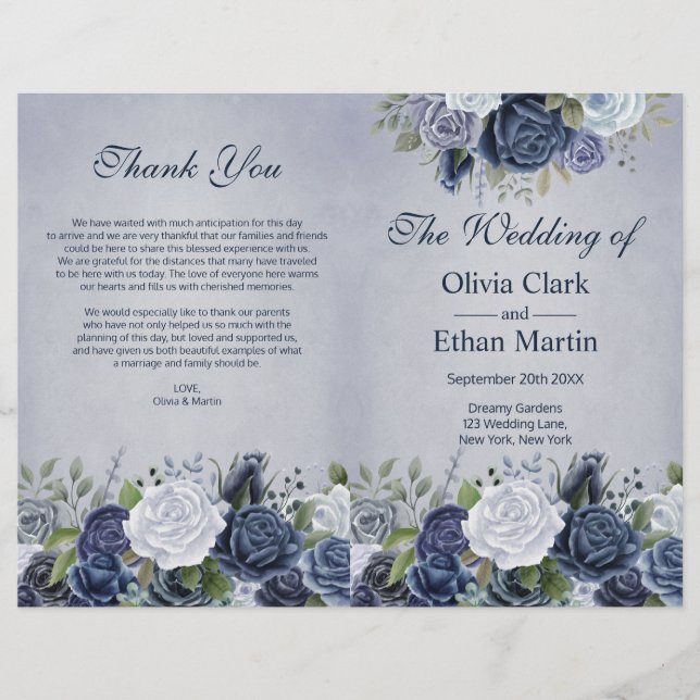 Blommigten Rustic Dusty Blue Watercolor (Framsida)