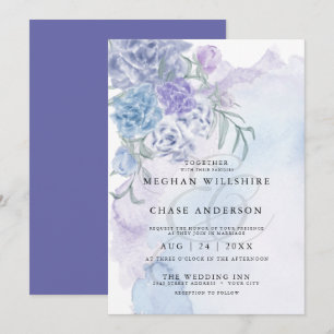 Blommigten Rustic Dusty Blue Watercolor Inbjudningar