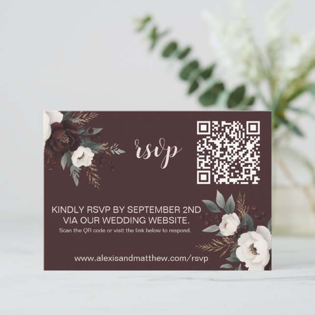 Blommigten Rustic Elegance Burgundy & Cream OSA Kort (Stående Fram)