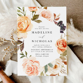 Blommigten Rustic Fall med vattenfärg Inbjudningar