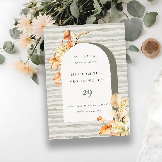 Blommigten Rustic Fall Pumpkin Arch Spara datumkor Tack Kort (Skapare uppladdad)