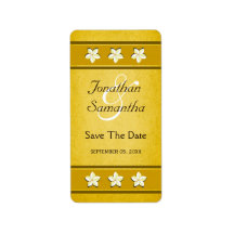 Blommigten Rustic Guld sparar datumetiketterna Vin