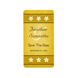 Blommigten Rustic Guld sparar datumetiketterna Vin Adressetikett