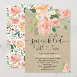 Blommigten Rustic Kraft,  från baby sprinkle Inbjudningar