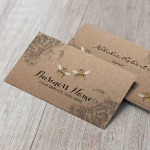 Blommigten Rustic Kraft Vintage för honungsbin Fa Visitkort