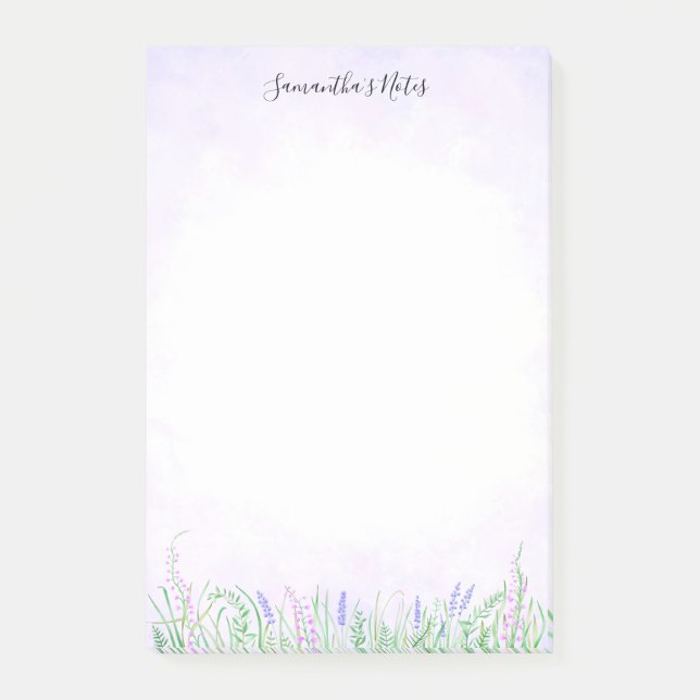 Blommigten Rustic Lavender Grass Greenery Vår Vibe Post-it Block (Framsida)