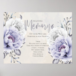 Blommigten Rustic Lilac och Alabaster Peony Memori Poster
