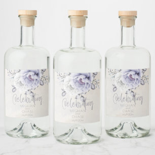 Blommigten Rustic Lilac och Alabaster Peony Spritflaskor Etikett