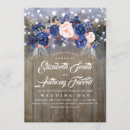 Blommigten Rustic String Ljus Bröllop Inbjudningar